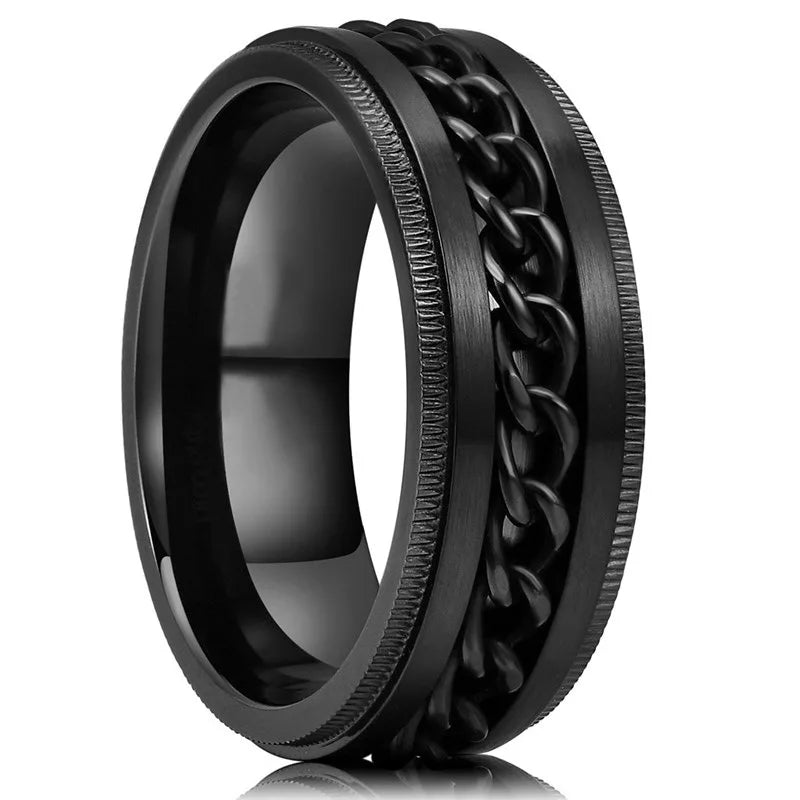 Stainless Steel Chain Ring Men'S Stainless Steel Rotating Couple Ring