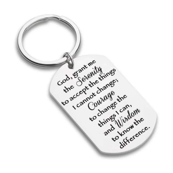 Christian Religious Inspirational Gift Bible Verse Baptism Amulet Jewelry Black Laser Stainless Steel Vintage Serenity Prayer