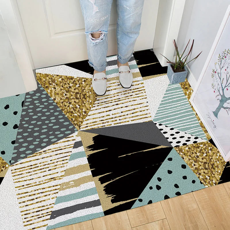 PVC Coil Door Mats Floor Mat Anti-Slip Animals Geometric Damp-Proof Water-Proof Carpets for Front Door Kitchen Balcony Hallway