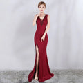 8220-1# Autumn Split Drill Slim Fishtail Long Female Party Fashion Host Slimming Evening Dress