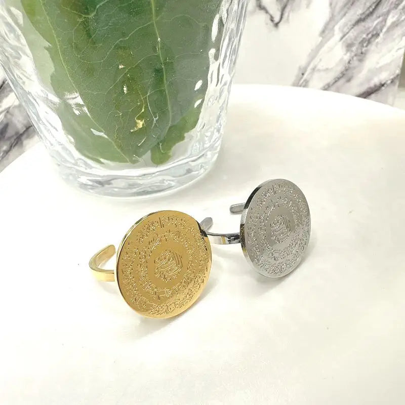 Inspire Waterproof Stainless Steel Fashion Jewelry Islamic Ring Islamic Muslim Arabic Calligraphy Jewelry for EID