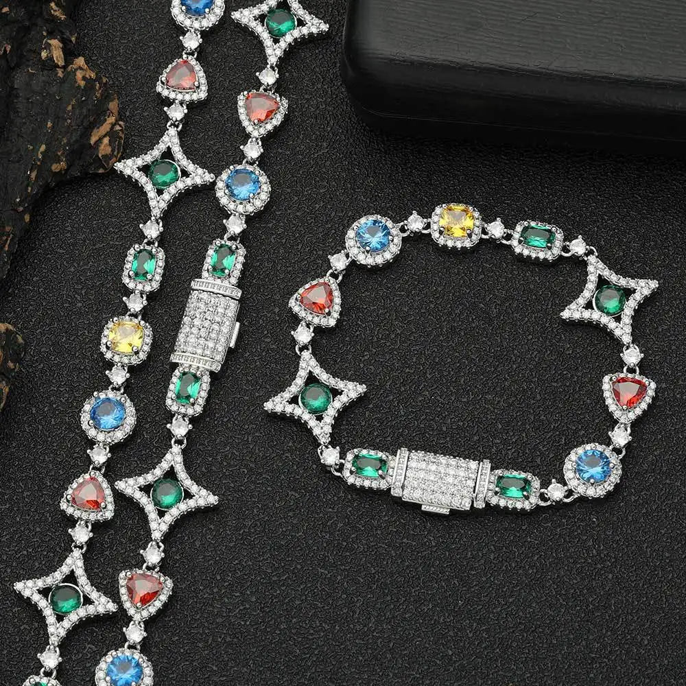 VEROMCA Hip Hop Jewelry  Colored Gemstone Popular Accessory High Zircon Men's Bracelet  for Women