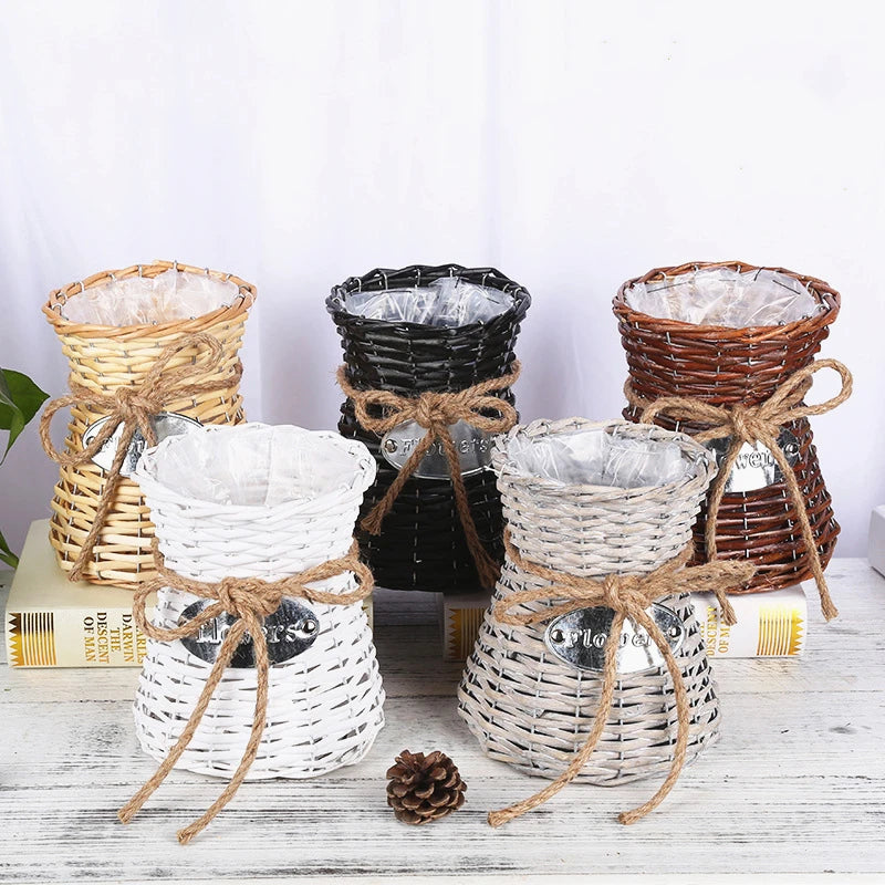 Living Room Decoration Creative Small Storage Wicker Hand Woven Flower Basket