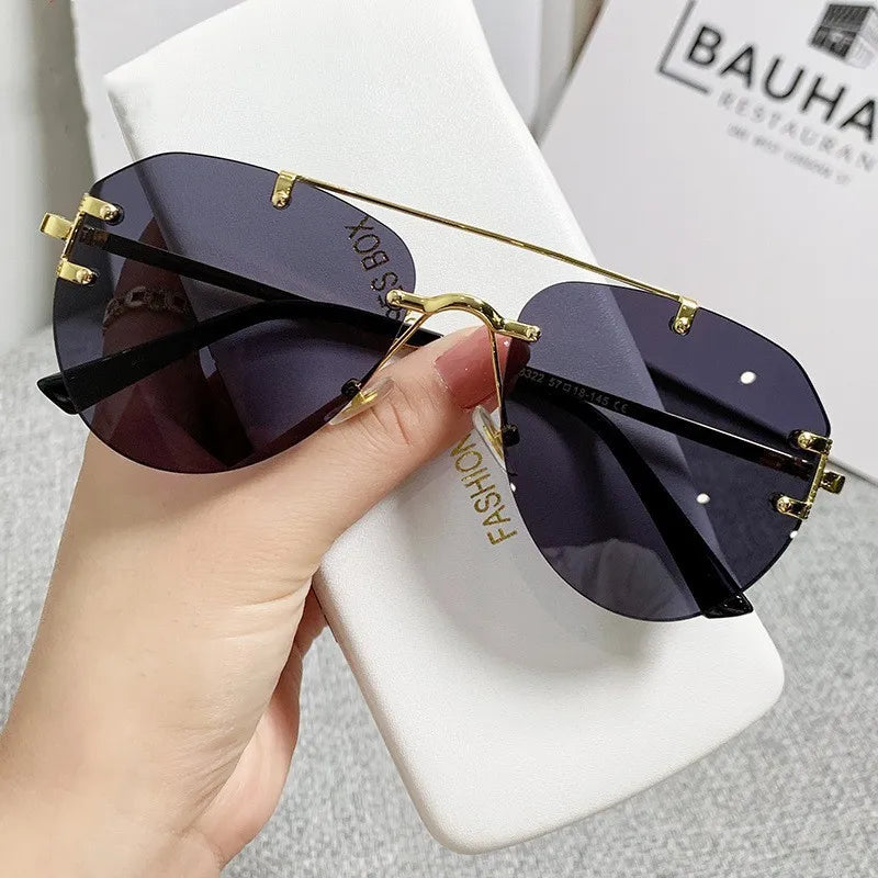 SKYWAY Hot Selling UV400 Metal Frame Women's Sunglasses Fashion Frameless Sunscreen Shades with UV Protection PC Lenses