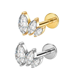 ASTM F136 Titanium Body Jewelry G23 Titanium Piercing Stud Earrings Zircon Helix Labret Piercing