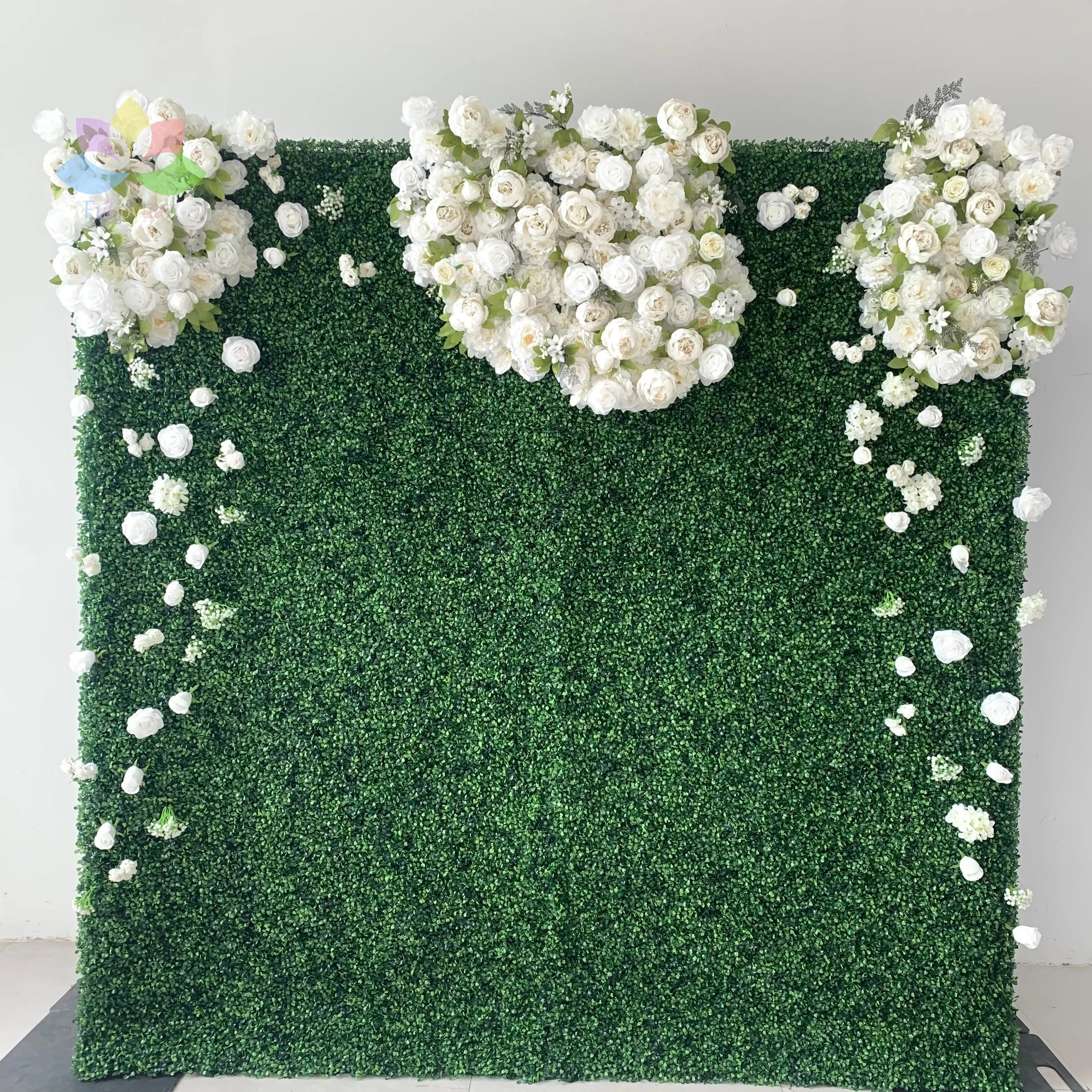 E  3d 5d Roll up Wedding Flowers Artificial Green Wall Backdrop Faux Flower Background Wall Forest Artificial Flower Wall