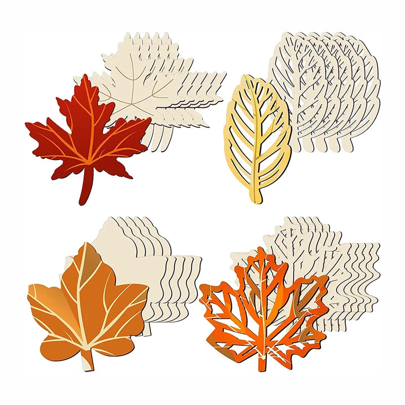 Unfinished Wood Cutouts Maple Leaves Wooden Crafts Fall Leaves Shape Autumn Leaf for DIY Craft Tags Thanksgiving Party Decor