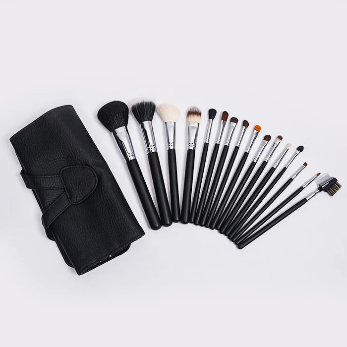 Dongmei Manufacture Wholesale High Quality Private Label Goat Hair Wood Handle 16-Piece Makeup Brush Set Free Samples