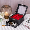 Every Love Forever Eternal Longlife Never Withered 16 Red Preserved Roses in Leather Jewellery Box for Girl Friend