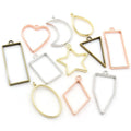 10pcs/Set Bronze Rhodium Gold Color High Quality Geometric Figure Charm Photo Frame Hollow Glue Pendant Charms DIY Handmade