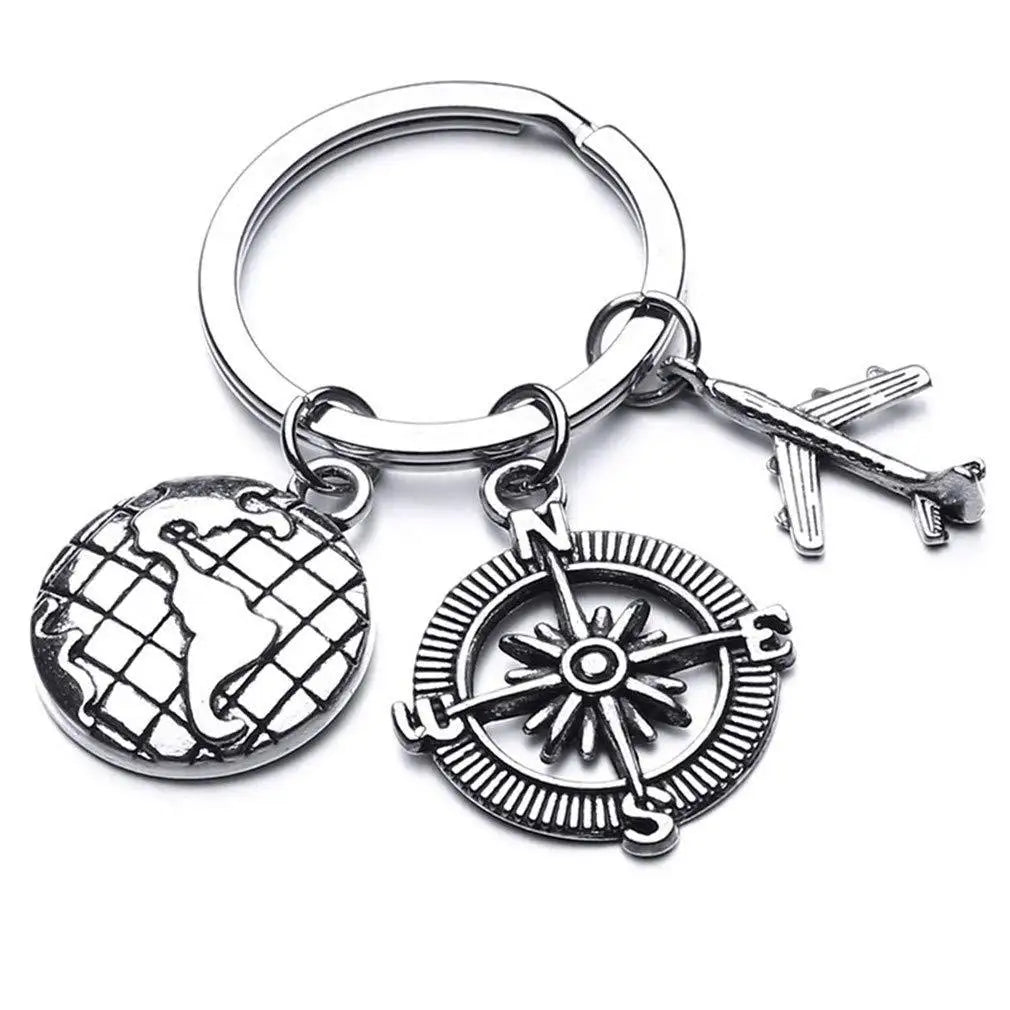 Graduation Travel Moving Gift Key Chain Airplane No Matter Where Compass Passport Postcard Pendant Live Your Dream Key Chain