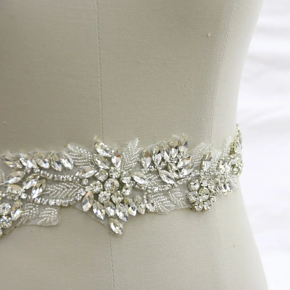 Sparkle Rhinestone Blet Applique Patches for Wedding Dress Evening Party WRA-1038