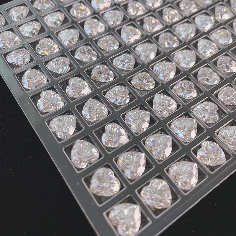 SICGEM Heart Cut Synthetic Loose Moissanite 3x3mm to 11x11mm D Color VVS1 Clarity for Ring Jewelry