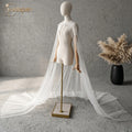 YouLaPan VG16 Simple Tulle Summer Cardigan Long Woman Dress Free Size Shawl Cream White Lace up Cheap Wrap Cape
