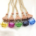 Empty Colored 8ml Glass Perfume Refillable Hanging Car Fragrance Bottle Wood Hanging Car Aroma Diffuser with Wooden Lid