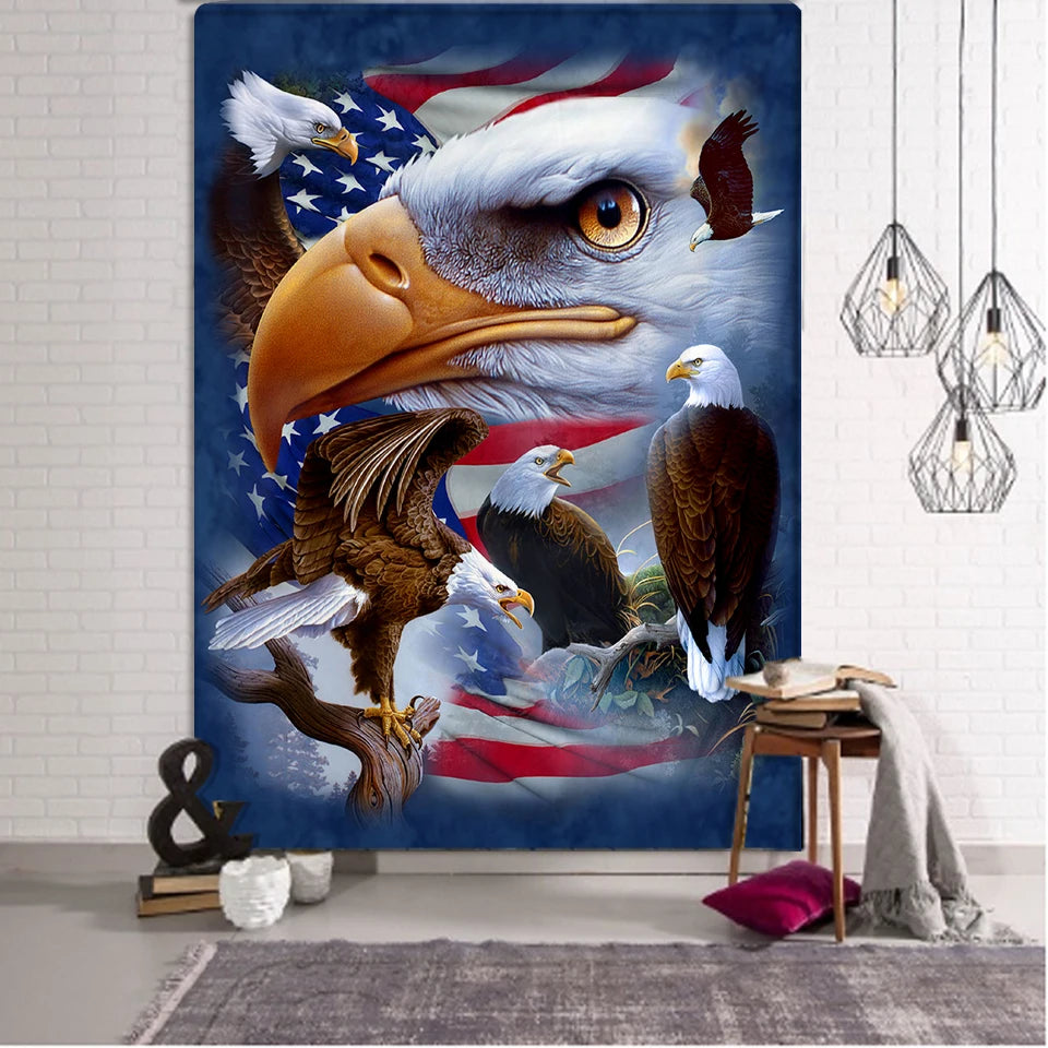 Custom Polyester Animal Wall Hanging Tapestry Bedroom Home Decor Hippie Eagle Bohemian Beach Mat Mandala Sheet Yoga Mat