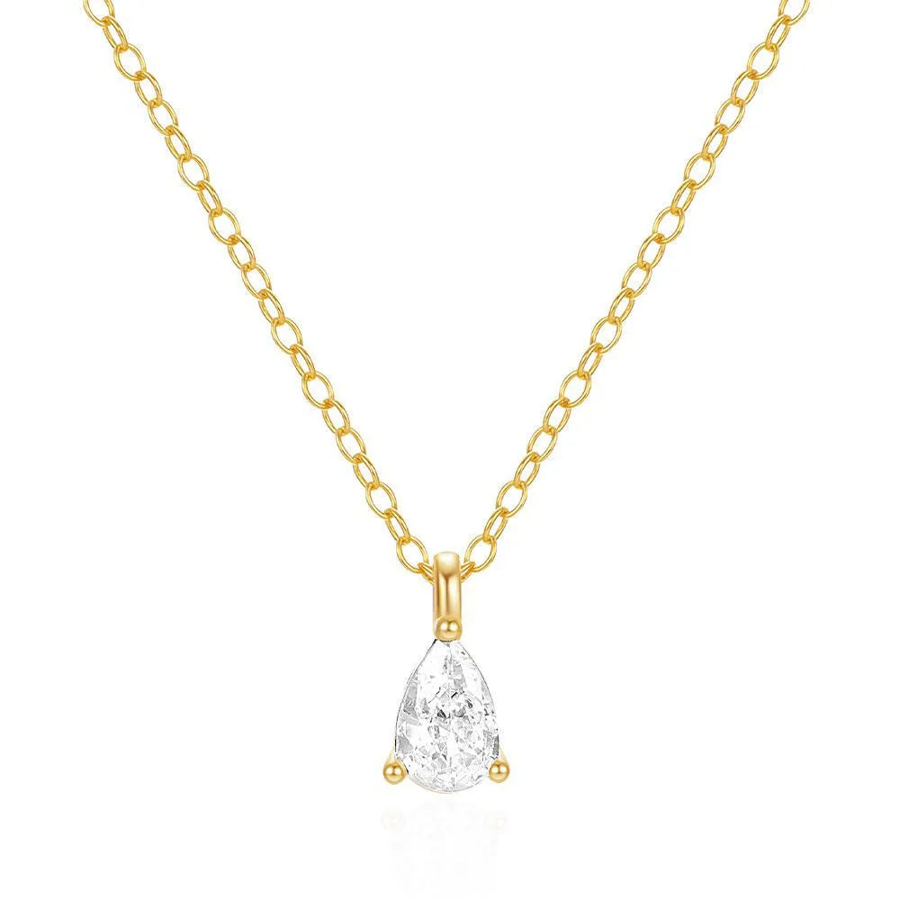 Hot Water Drop Diamond S925 Sterling Silver Necklace 18K Gold Plated Jewelry for Wedding Gift