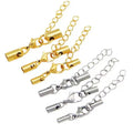 DIY Jewelry Material Stainless Steel Round Flat Cord End Clasps for Leather Bracelets Necklace Making
