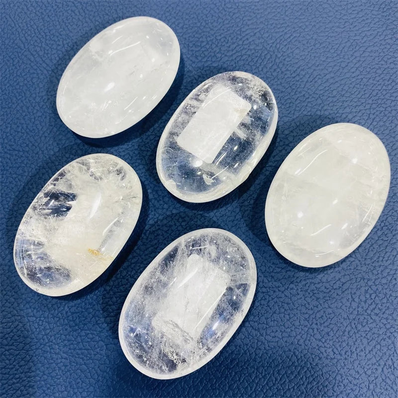 Wholesale crystal crafts reiki natural energy healing clear quartz palm stone
