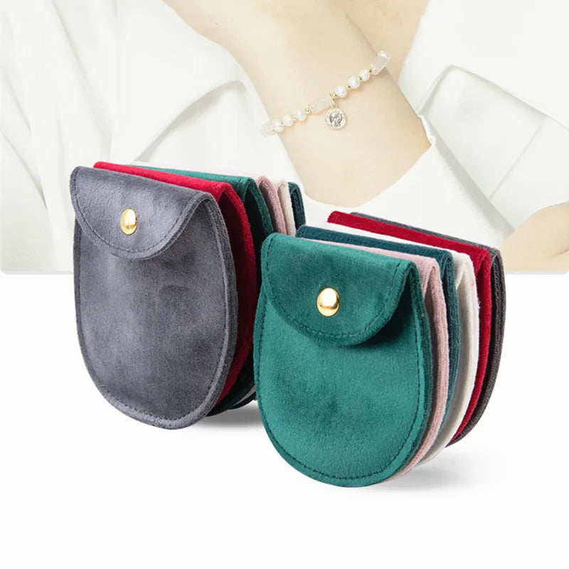 Recyclable Velvet Flap Pouch Bag for Jewelry & Earrings with Custom Logo and Button Closure