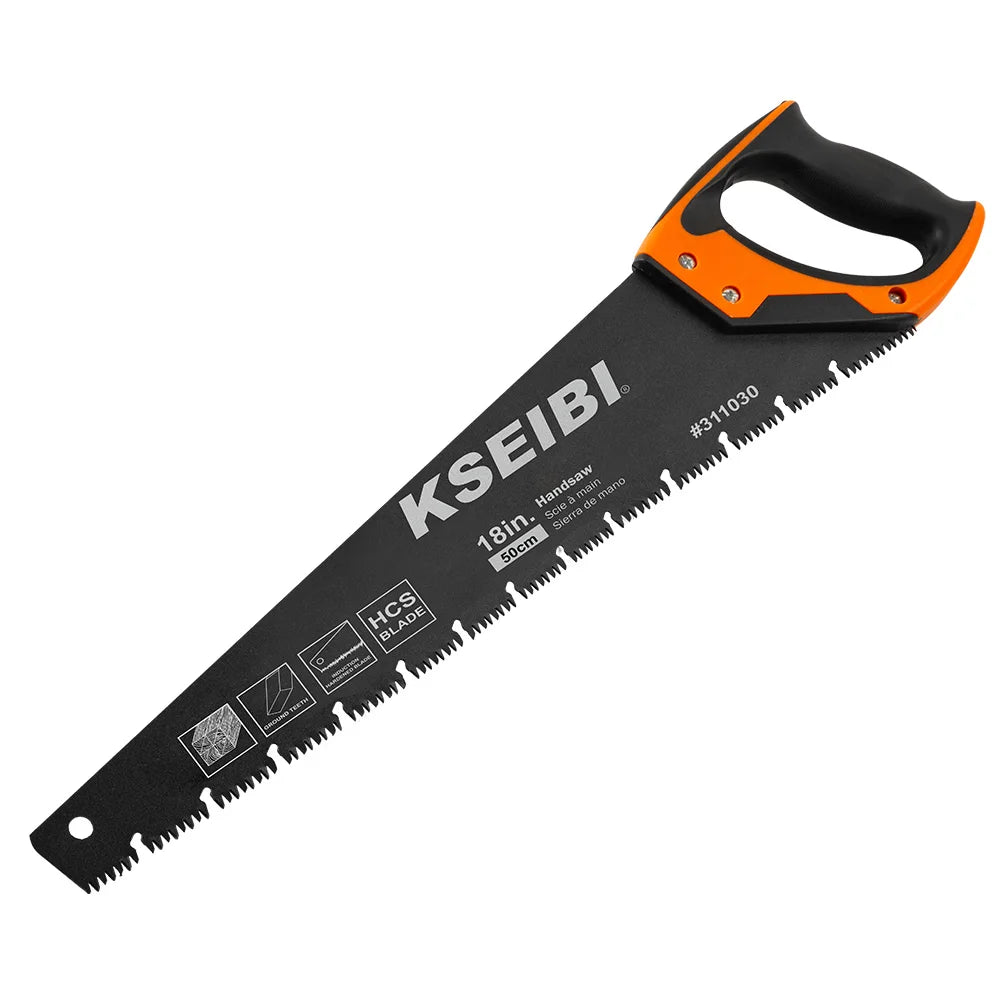 KSEIBI 16 Inch High Carbon Steel Hand Saw - Triple Ground Teeth 11 TPI Non-Stick Coating Cross Cut Saw with Ergonomic Handle