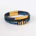 YL New Style Handmade Braided Multilayer Leather Bracelet for Men's Stainless Steel Magnetic Clasps Bracelet