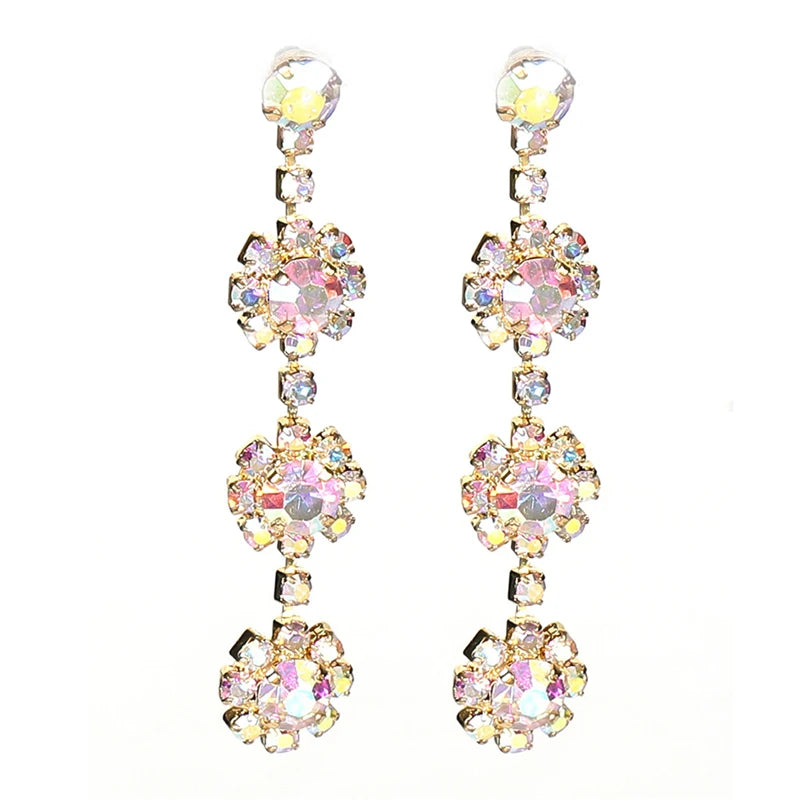 Party Jewelry Long Diamond Flash Zircon Tassel Earrings High-Quality New Fashion Earrings Fashion Exaggerated Drop Earrings