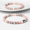 Drop Shipping Fashion Handmade 6MM Natural Matte Pink Zebra Stone Beads Couple Bracelets Wholesale