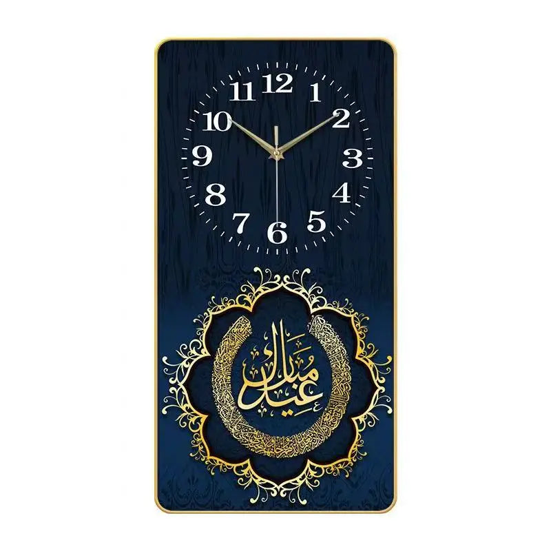 Islamic Wall Art Islamic Crystal Porcelain Wall Clock Painting Calligraphy Printed Wall Art Muslim Islam Decor Clock