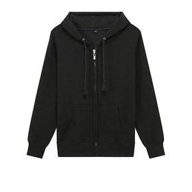 Unisex 500g Fleece Hooded Sweatshirt Custom Polyester Cotton Hoodies Zipper Warm for Men's Solid Pattern Autumn Season Digital
