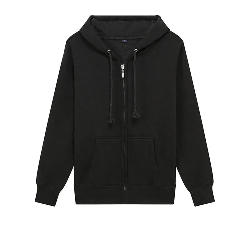 Unisex 500g Fleece Hooded Sweatshirt Custom Polyester Cotton Hoodies Zipper Warm for Men's Solid Pattern Autumn Season Digital