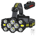 Hot Sale 8 Lamp Heads 10000 Lumens Cob Waterproof Headlights USB Charging Camping Sports Professional Led Headlights