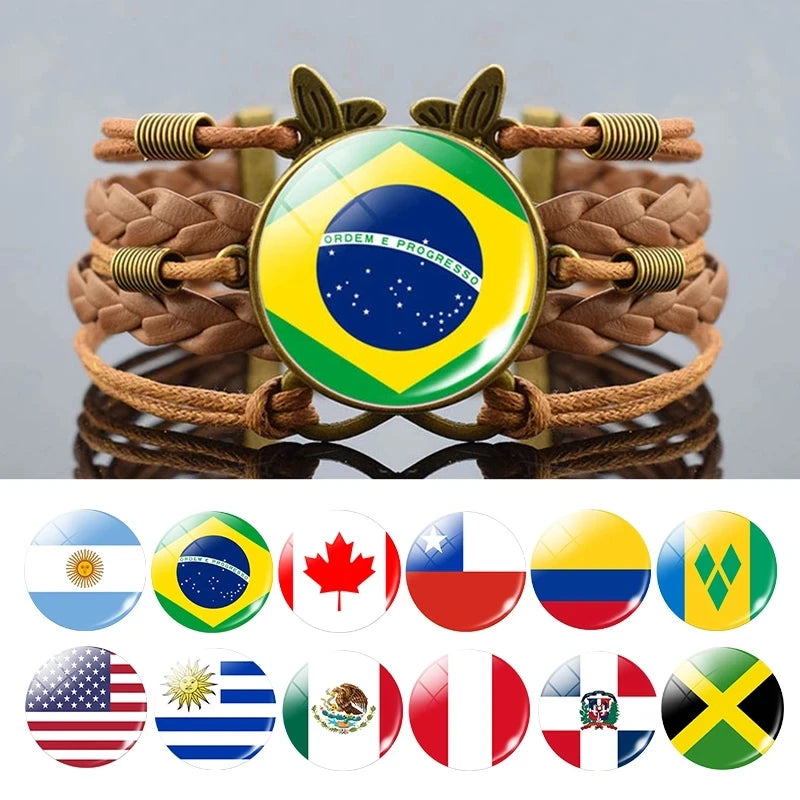 287 Countries National Flag Butterfly Bracelet Asia Europe Africa Latin South North America Oceania Country Flag Bracelet