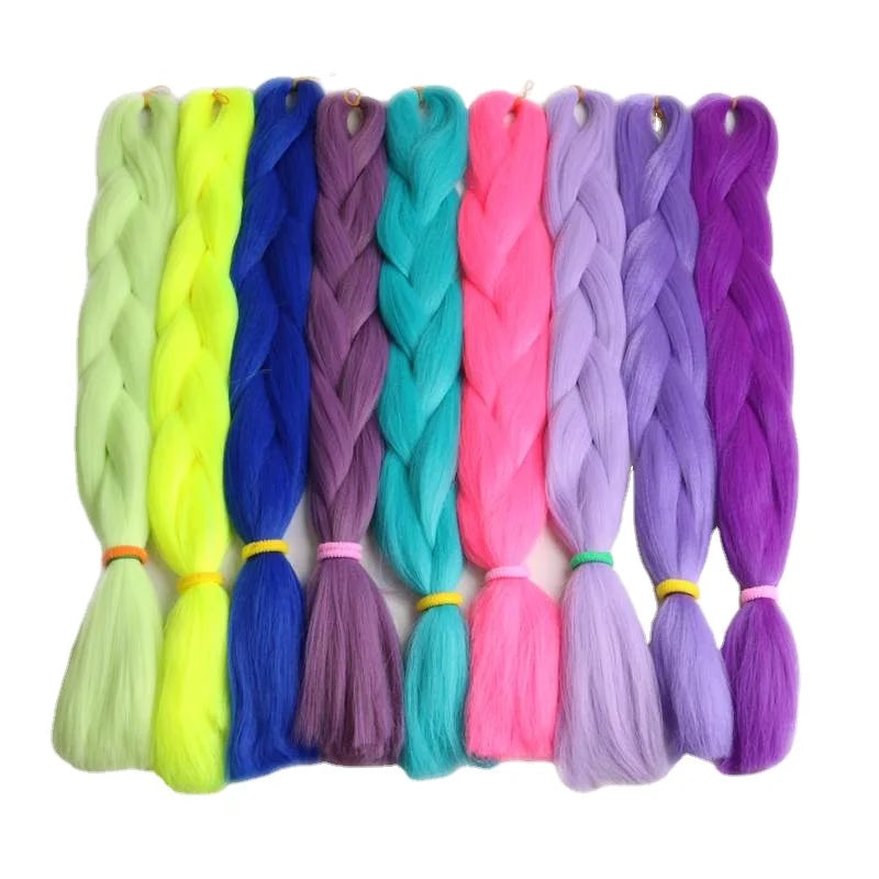 Ombre Synthetic Braiding Hair Rainbow Jumbo Braid Hair Wholesale  200packs 24inch 100grams/pack Within 24 Hours