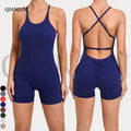 Wholesale Active Gym Workout Romper One Piece Women Workout Jumpsuit Cross Back V-Shaped Hip Lift Short Sport Bodysuit for Women