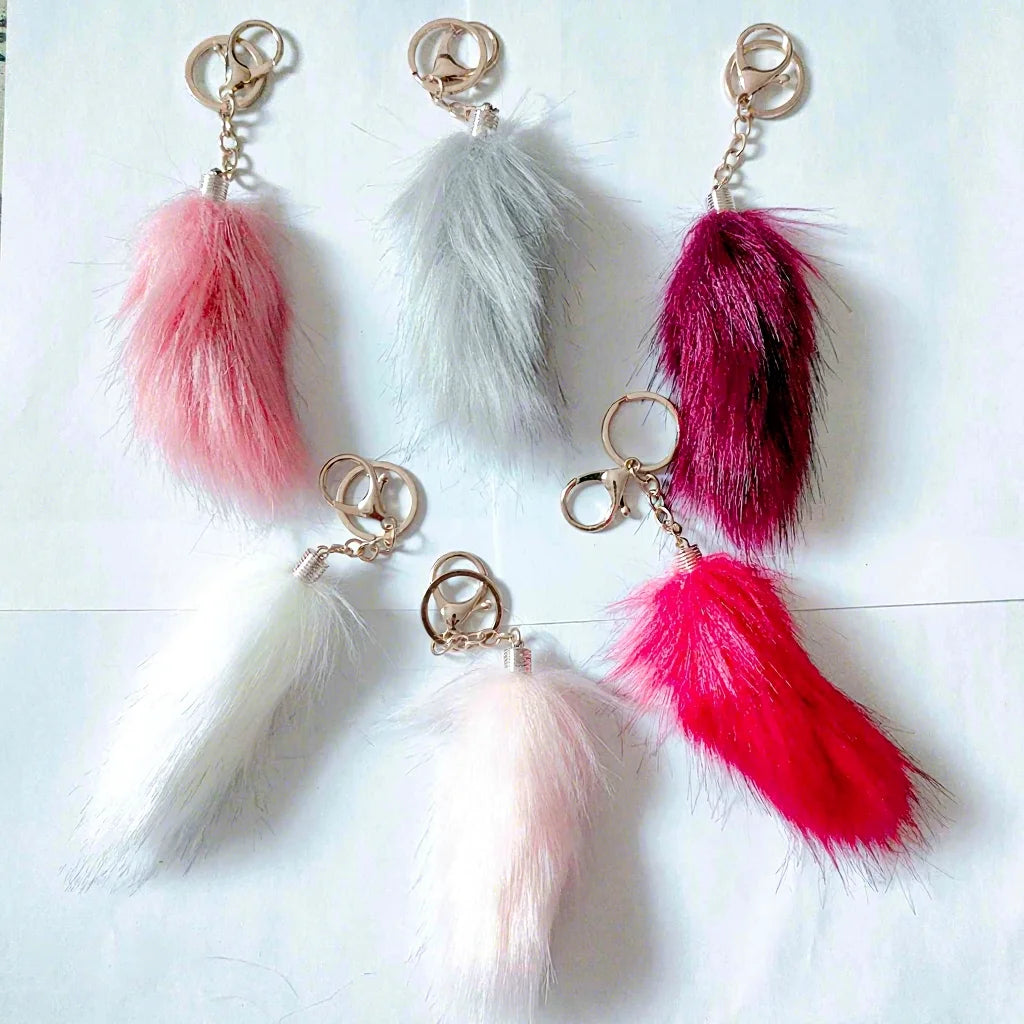Fluffy Fashionable fox tails Key Chains Wholesale Cute Fox Tail Fairy Fox Fur Tail Fluffy Foxtail Keychain Bag Charm Decoration