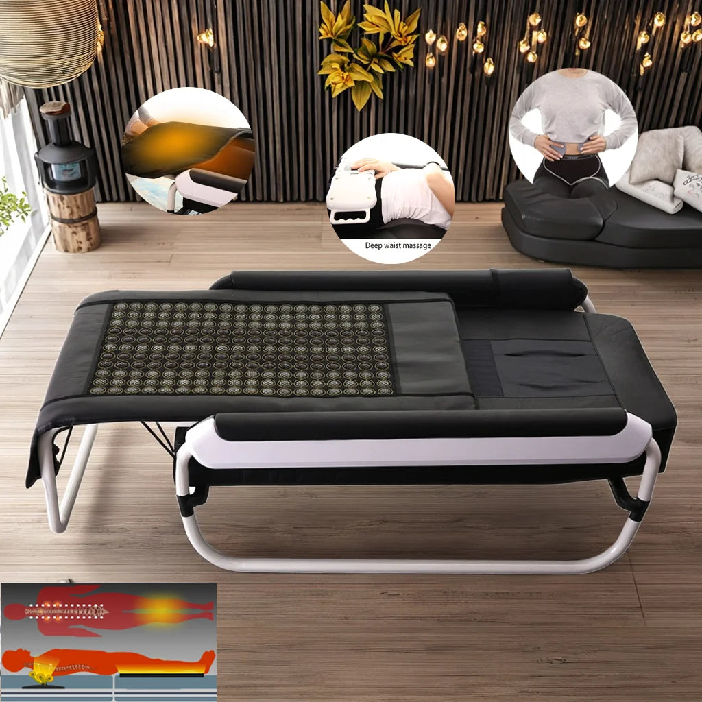 Pop Relax Best Healthy Care Infrared Heating Thermal Jade Roller Spa Table Massager Hot Acupuncture Therapy Massage Bed Korea V4