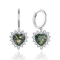 QX Custom OEM Fine Jewelry Designer 925 Silver Hoop Water Grass Agate Heart Zircon Women Drop Earrings Luxury