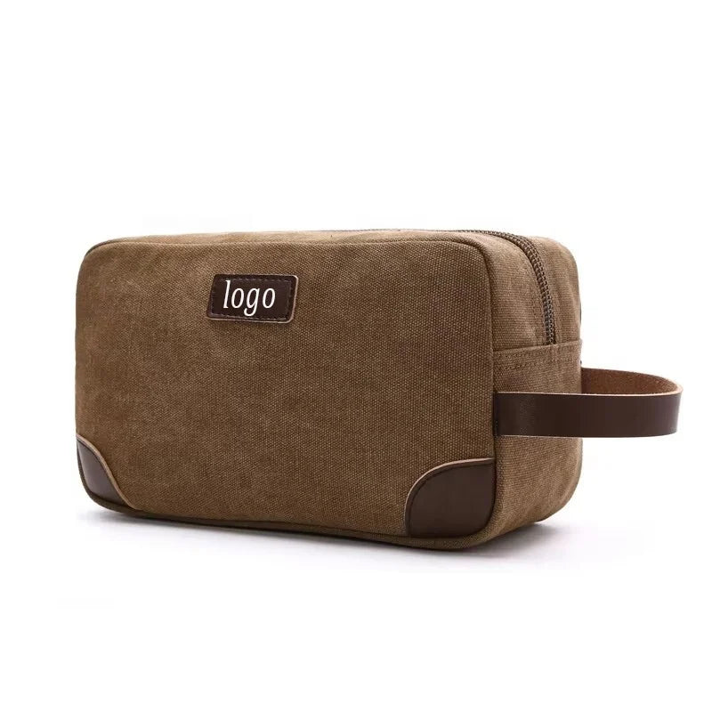 Custom Portable Makeup Pouch Striped Canvas Toiletry Bag Dopp Kit Travel Shaving Tool Storage Bag for Men Cosmetic Bags