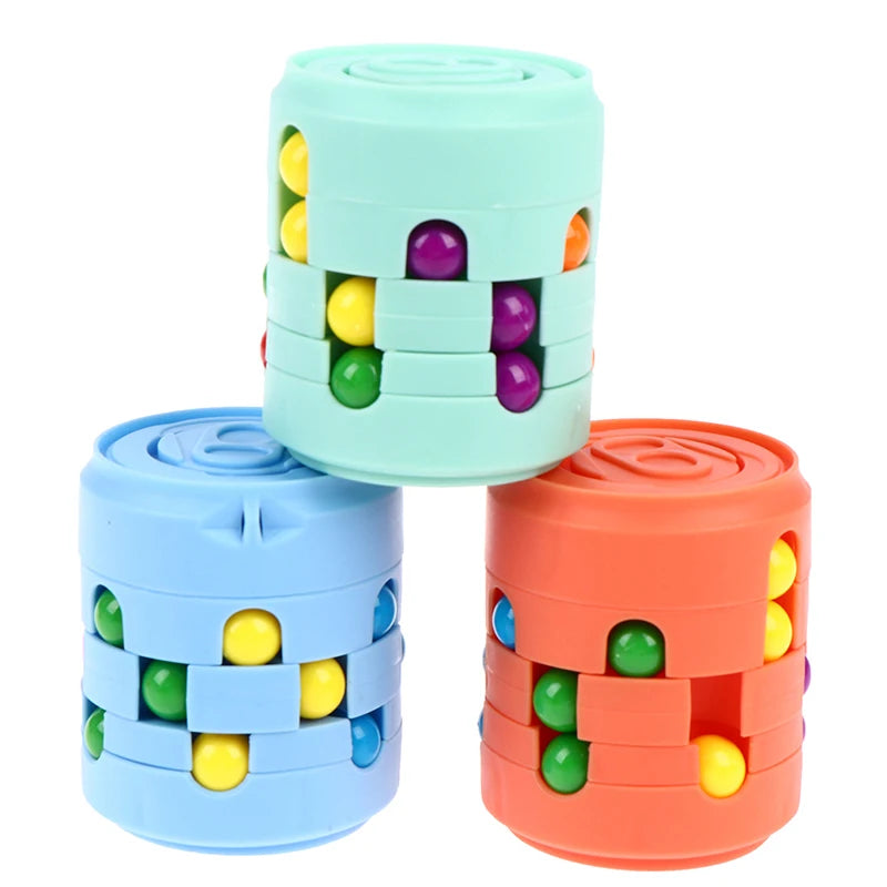 New 2 in 1 Magical Beans Fingertip Spinner Toys Rotating Small Magic Beads Cube Stress Relief Children Puzzle Decompression Toys
