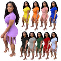 Women Two Piece Sets Tassel Custom Biker Shorts Blank Crop Top Cute Tracksuits Summer Clothes 2022 Women Casual Shorts Sets