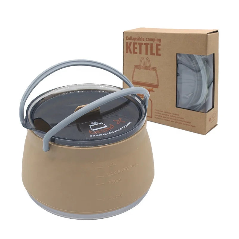 Silicone Travel Folding Cooking Pot Silicon Collapsible Camping Portable Kettle for Outdoor
