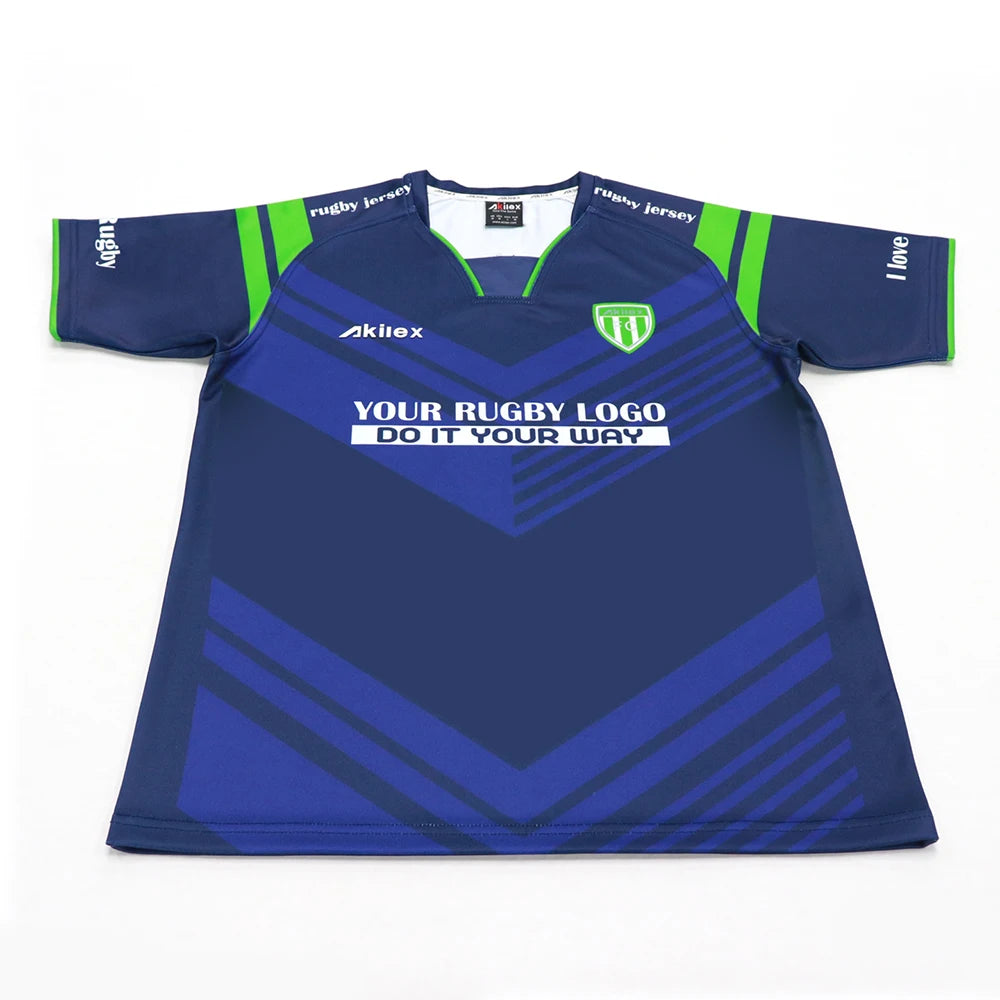 China Custom Made 280gm Polyester Sublimation Men's Rugby Jumpers Breathable Jersey with Logo New Arrival