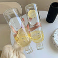 Time Scale Glass Water Cup Motivational Female High-value Ins Transparent Portable Large-capacity  Drinking Bottle for Girls