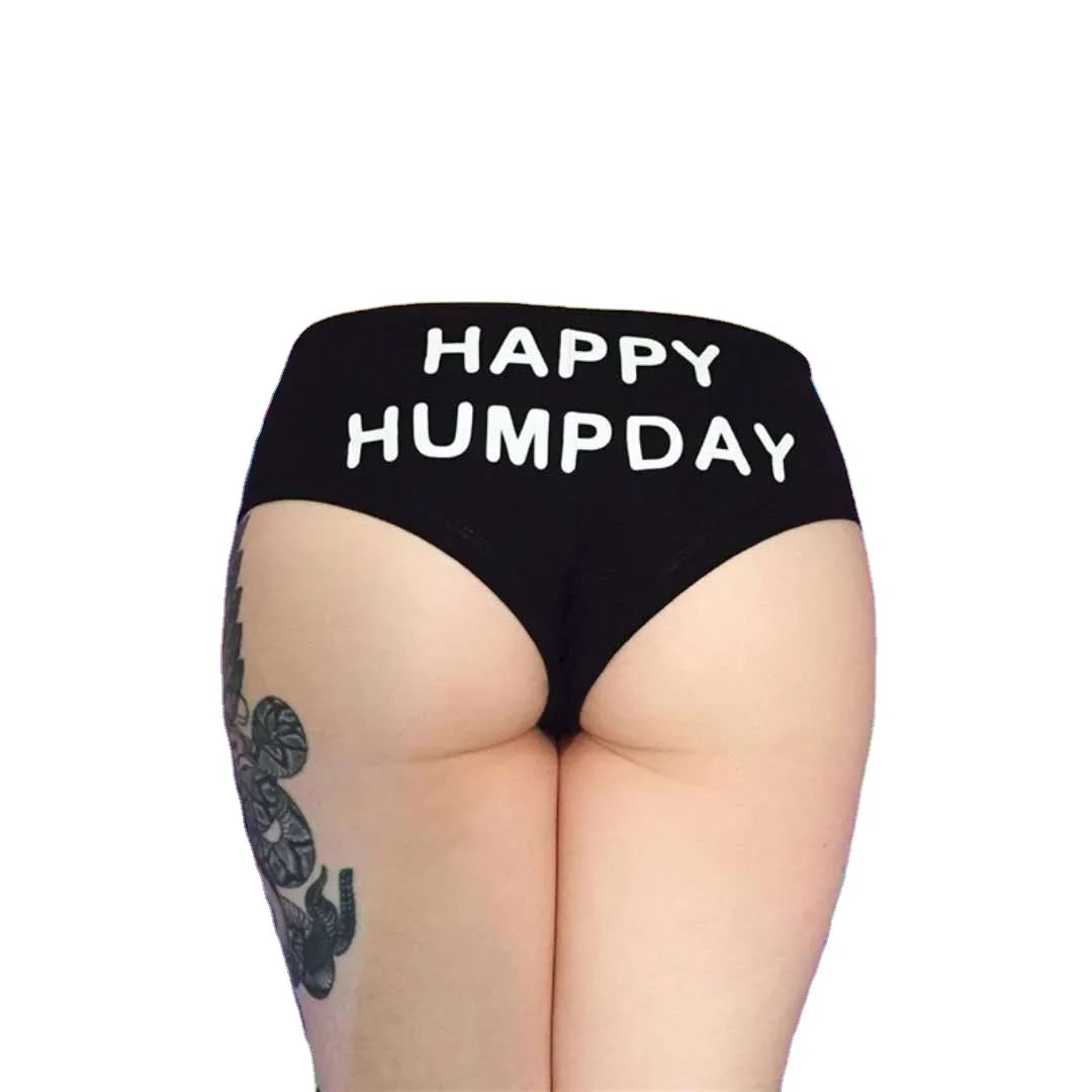 Sweet Woman Girls Sexy Printed Happy Humpday Cheap Low Price Women Underwear Sexy Panties Thong Sexy Lady Hot Saxi Girl Panti