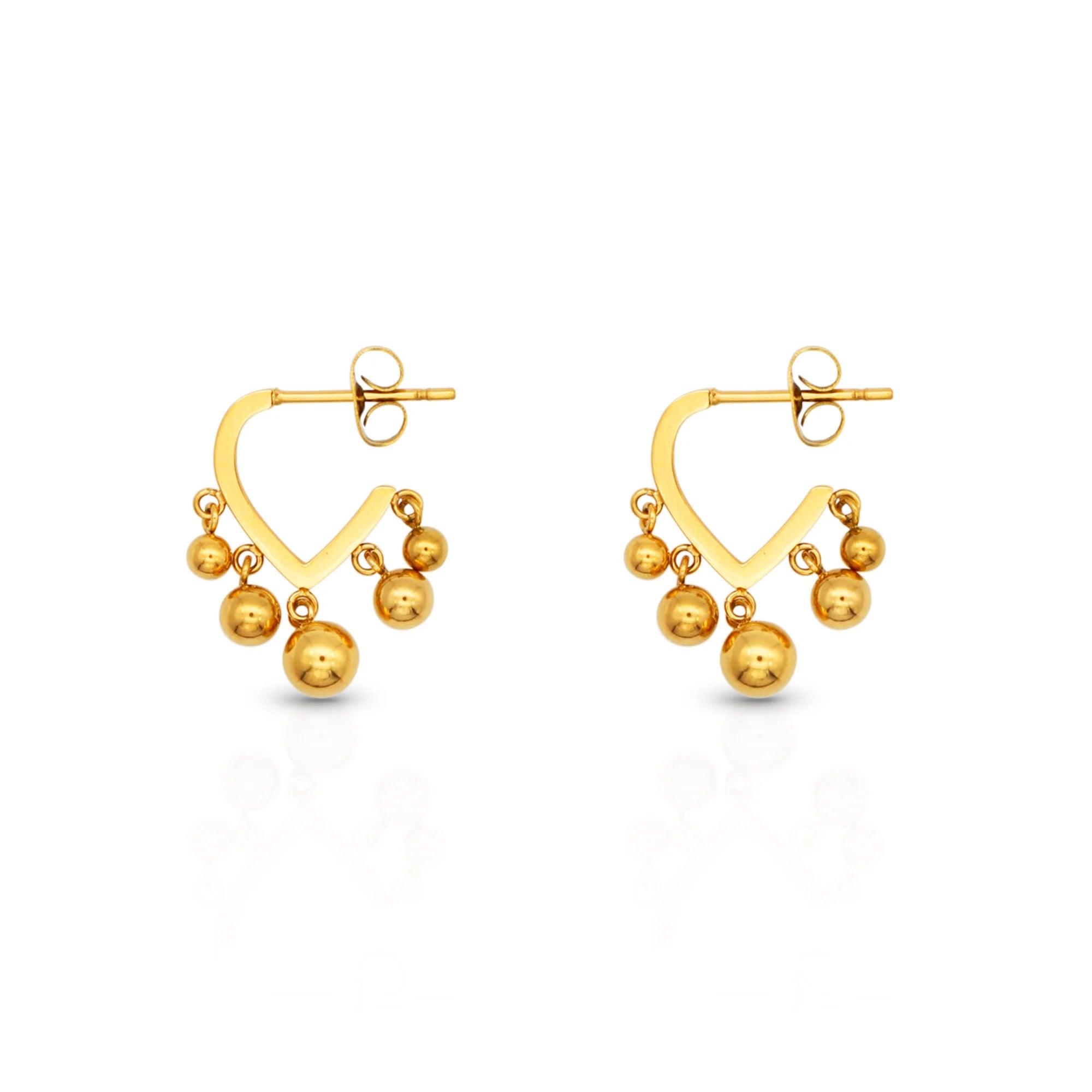 Chris April in Stock 316L Stainless Steel PVD Gold Plating Vintage Beads V-shape Hoops Earrings