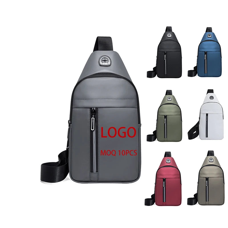 2024 New Products Water Resistant Headphones Holes PC Custom With Logo Smell Proof Men's Sling Bag