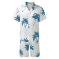 M-3XL Summer Fashion Print Set Men's Shorts Shirt Casual Palm Tree Flower Beach Short Sleeve Cardigan Shorts Set Streetwear
