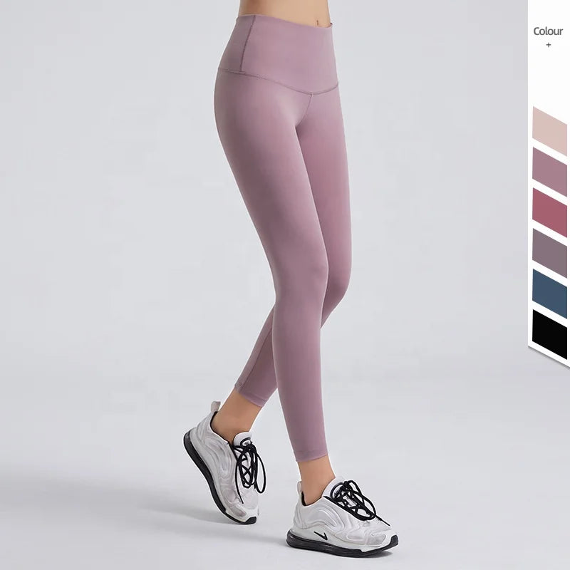 Wholesale Custom Solid High Waist Sports Workout Yoga Leggings for Women Soft Nylon Four-Way Stretch Eco-Friendly with Pocket
