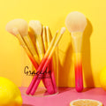 Gracedo 8pcs Yellow Red Face Synthetic Hair Wood Handle Custom Logo Private Label Professional Wholesale Luxury Travel Makeup